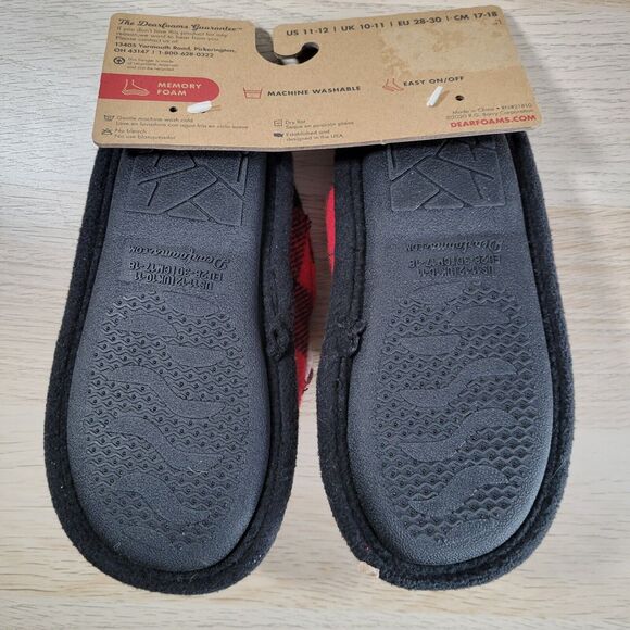 Kids Slippers Dearfoams Lil Bear 11/12 Check Plaid Memory Foam Soft Warm NWT - Picture 3 of 3